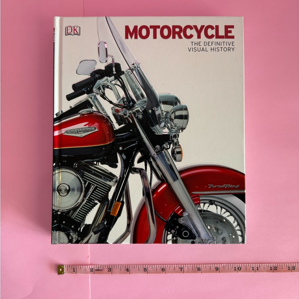 Red and Silver Motorcycle Book Cover with Classic Cruiser Design